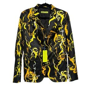V TG‎ Versace Jeans Couture Men's Blazer L IT 48 Fire Smoke Print Made in Italy